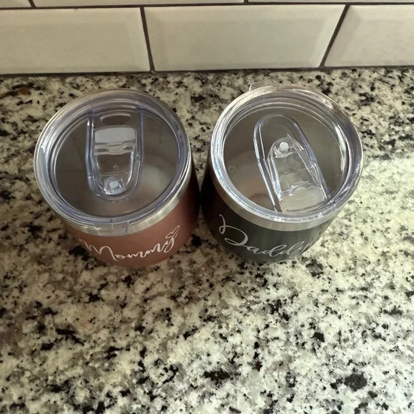 Mommy and Daddy Insulated Tumblers - Black and Brown - Picture 2 of 2